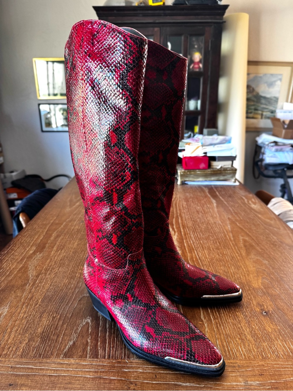 NEW Franco Sarto red+black snake Billie western boots 8 - Picture 2 of 13
